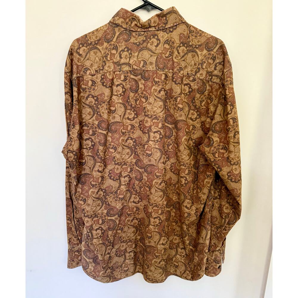 Brown Paisley micro-cord dress shirt Men's XL - Picture 4 of 4